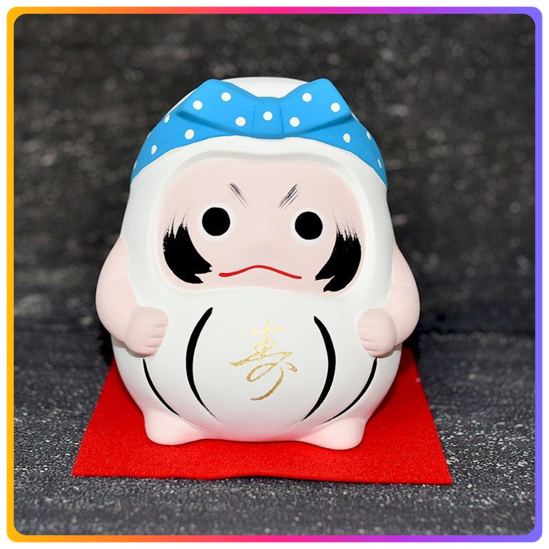 日本製｜萬古燒陶瓷達摩儲金箱｜白色