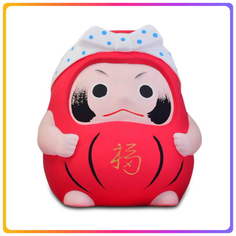 日本製｜日式萬古燒陶瓷達摩儲金箱｜紅色