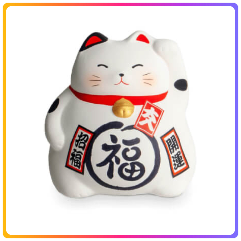 日本製｜大福招財貓存錢筒｜白色