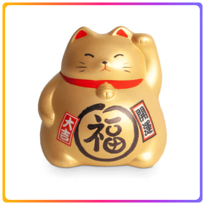 日本製｜大福招財貓存錢筒｜金色