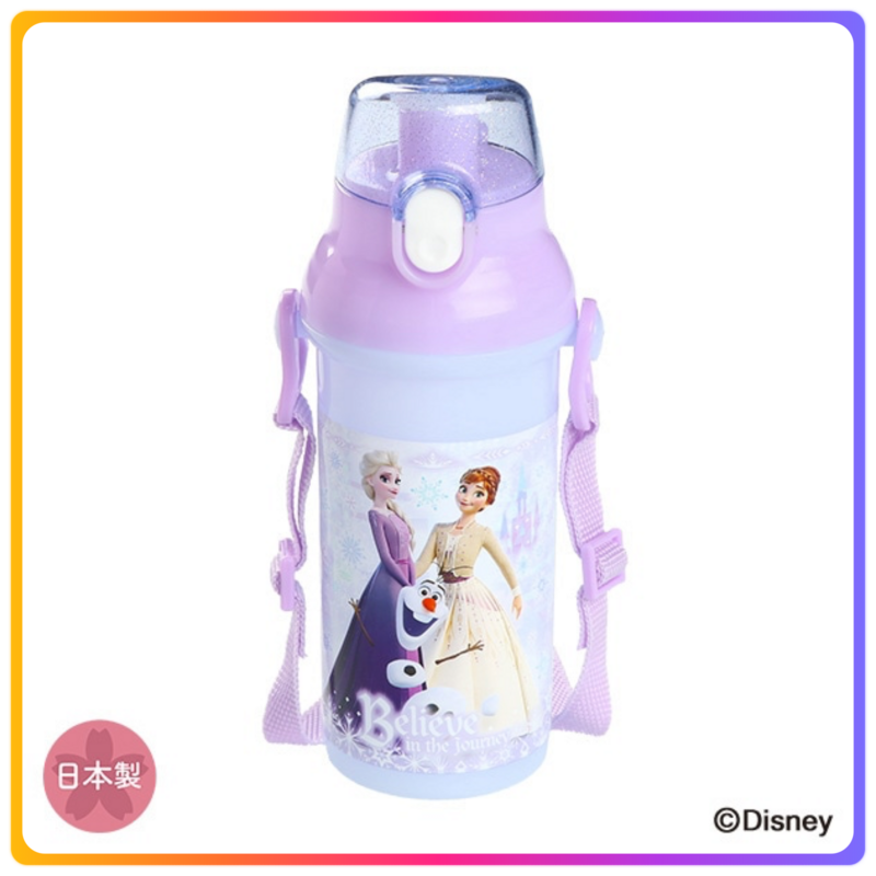 日本製｜Frozen x Skater 一鍵式直飲透明水樽連掛帶｜480ml