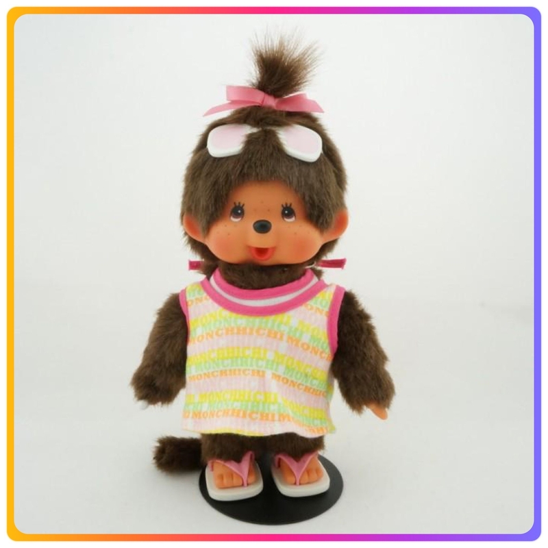 Monchhichi 人字拖墨鏡女孩毛絨公仔