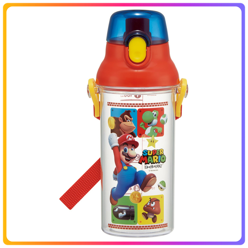 日本製｜Super Mario x Skater 一鍵式直飲透明水樽連掛帶
